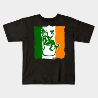 Irish Flag Lucky Leprechaun Kids T-Shirt